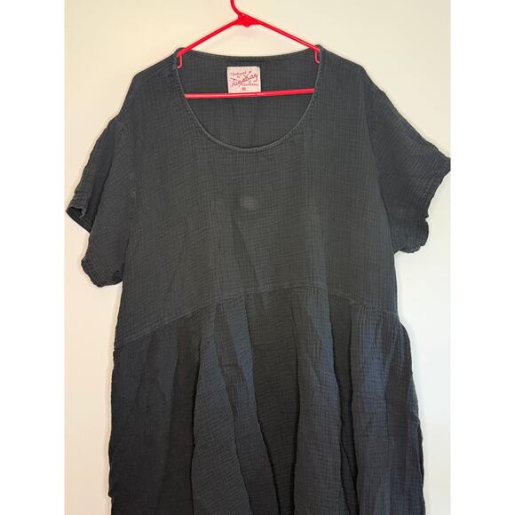 Tuesday of California Tuesday Bassen Black Muffy Linen Dress 4XL - Picture 2 of 4